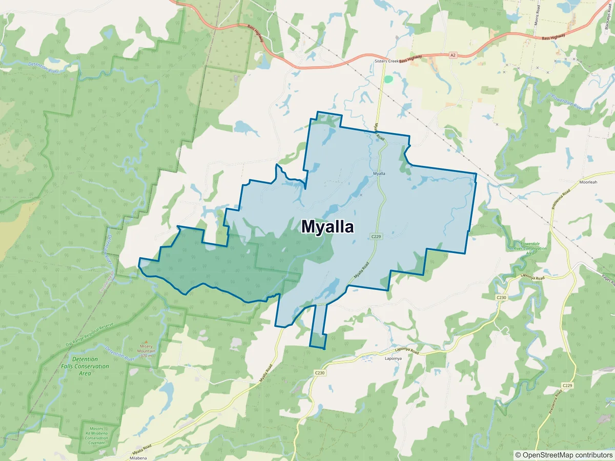 Map of Myalla, TAS, Australia