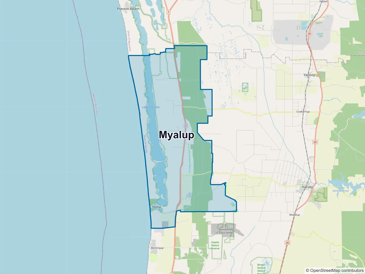Map of Myalup, WA, Australia