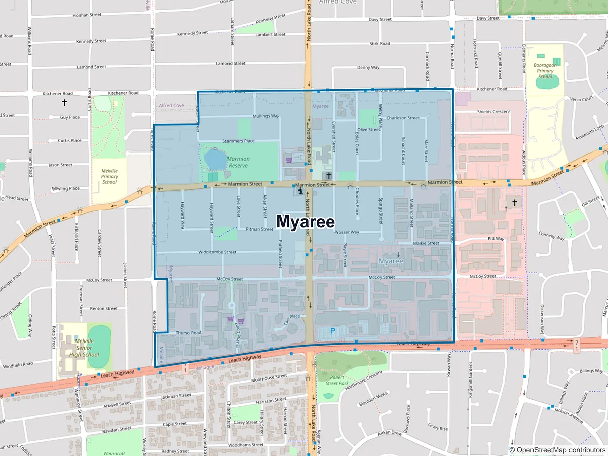Map of Myaree, WA, Australia