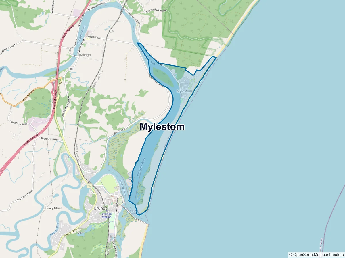 Map of Mylestom, NSW, Australia