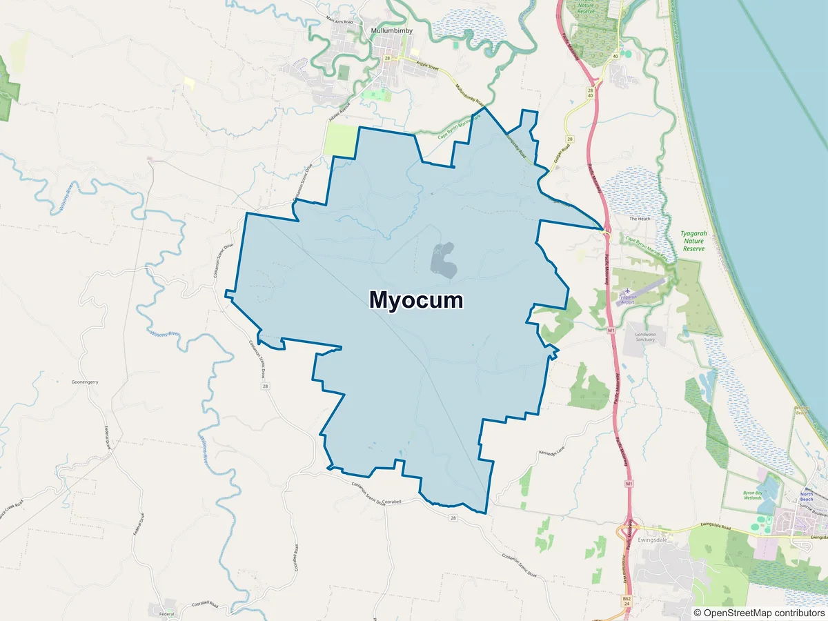 Map of Myocum, NSW, Australia