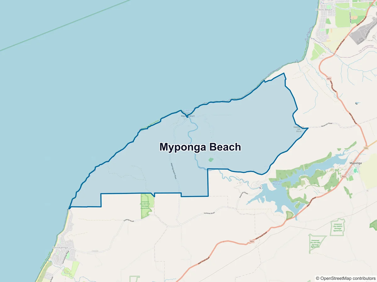 Map of Myponga Beach, SA, Australia