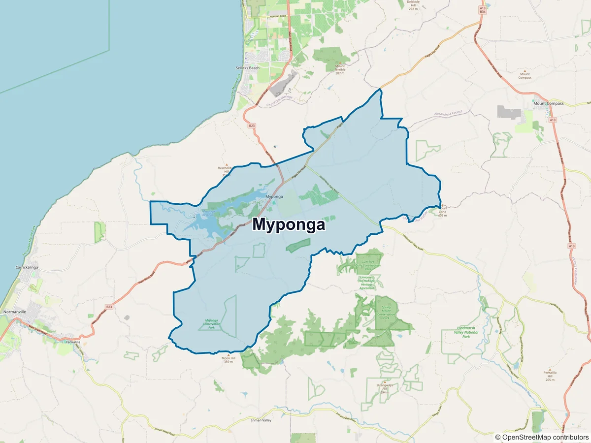 Map of Myponga, SA, Australia