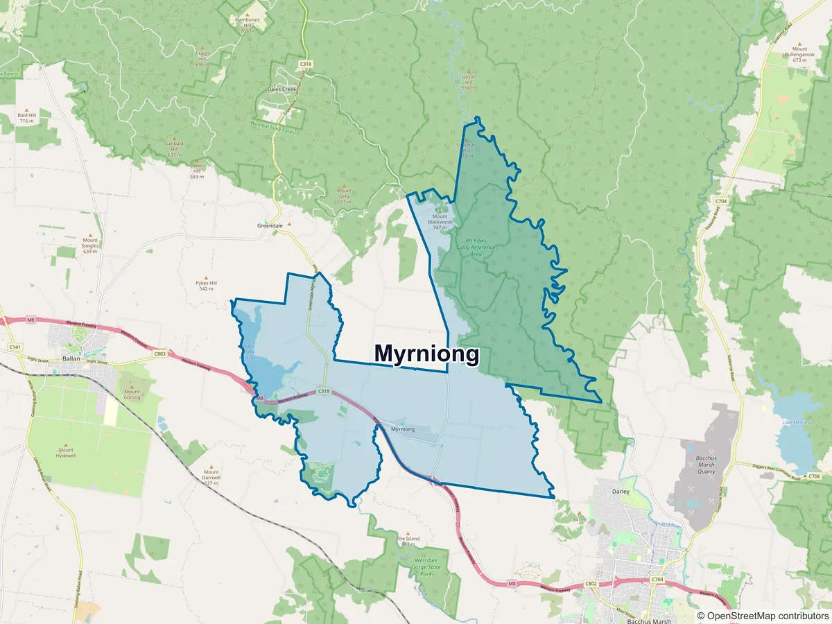 Map of Myrniong, VIC, Australia