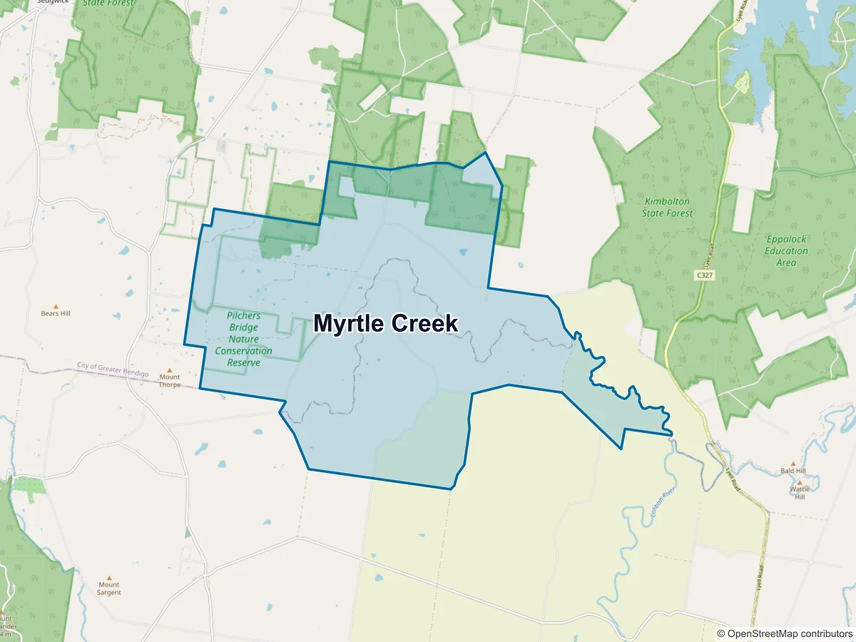 Map of Myrtle Creek, VIC, Australia