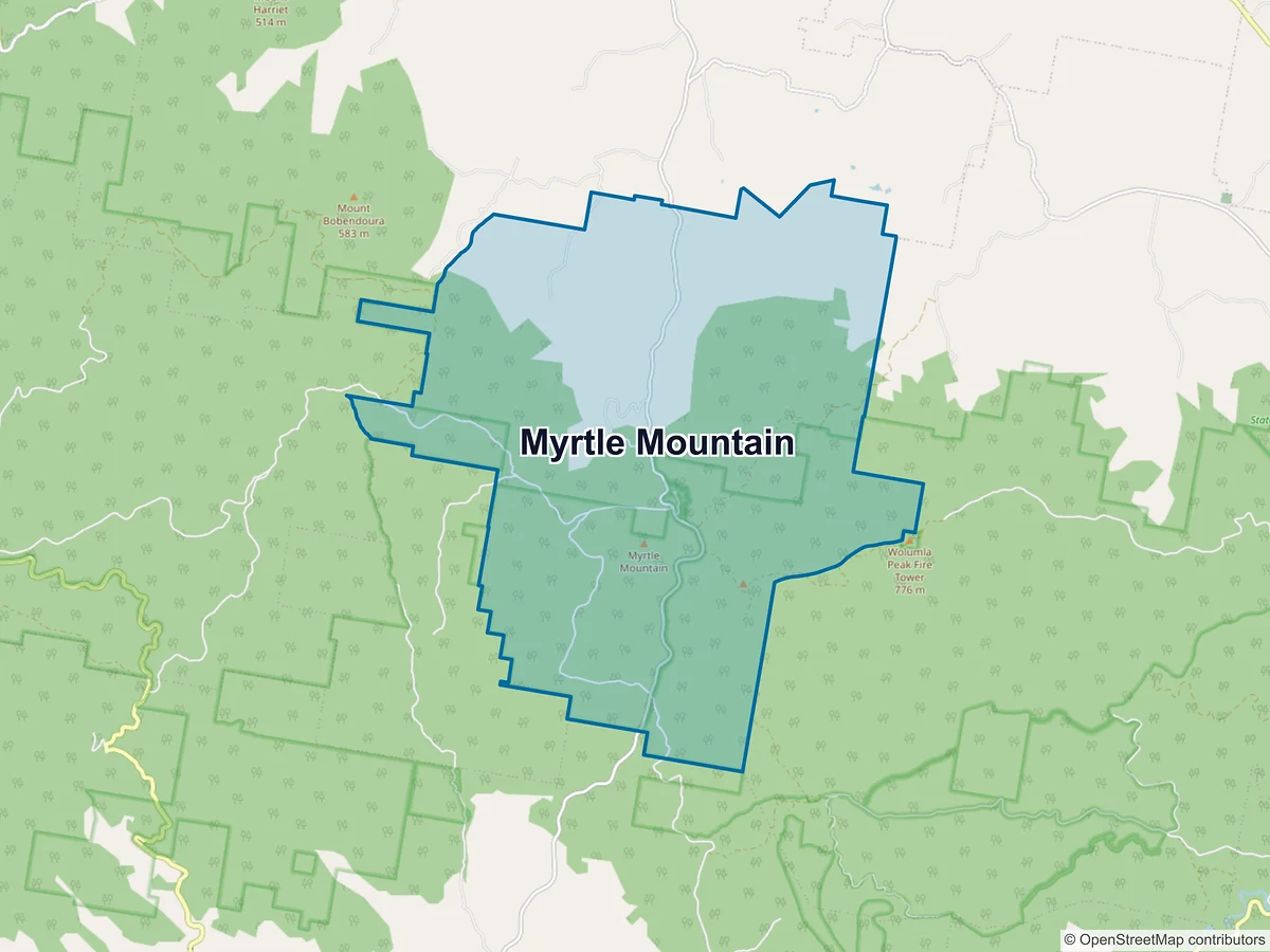 Map of Myrtle Mountain, NSW, Australia