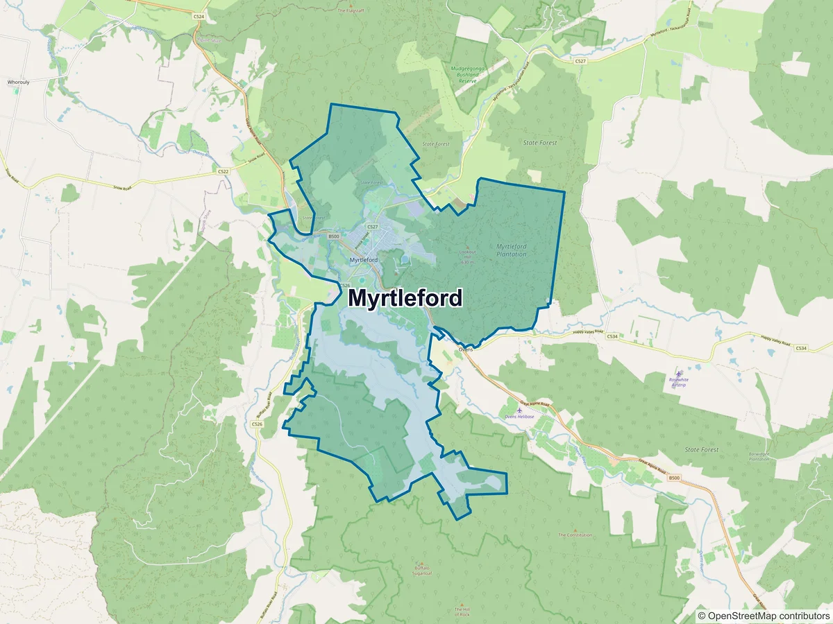 Map of Myrtleford, VIC, Australia