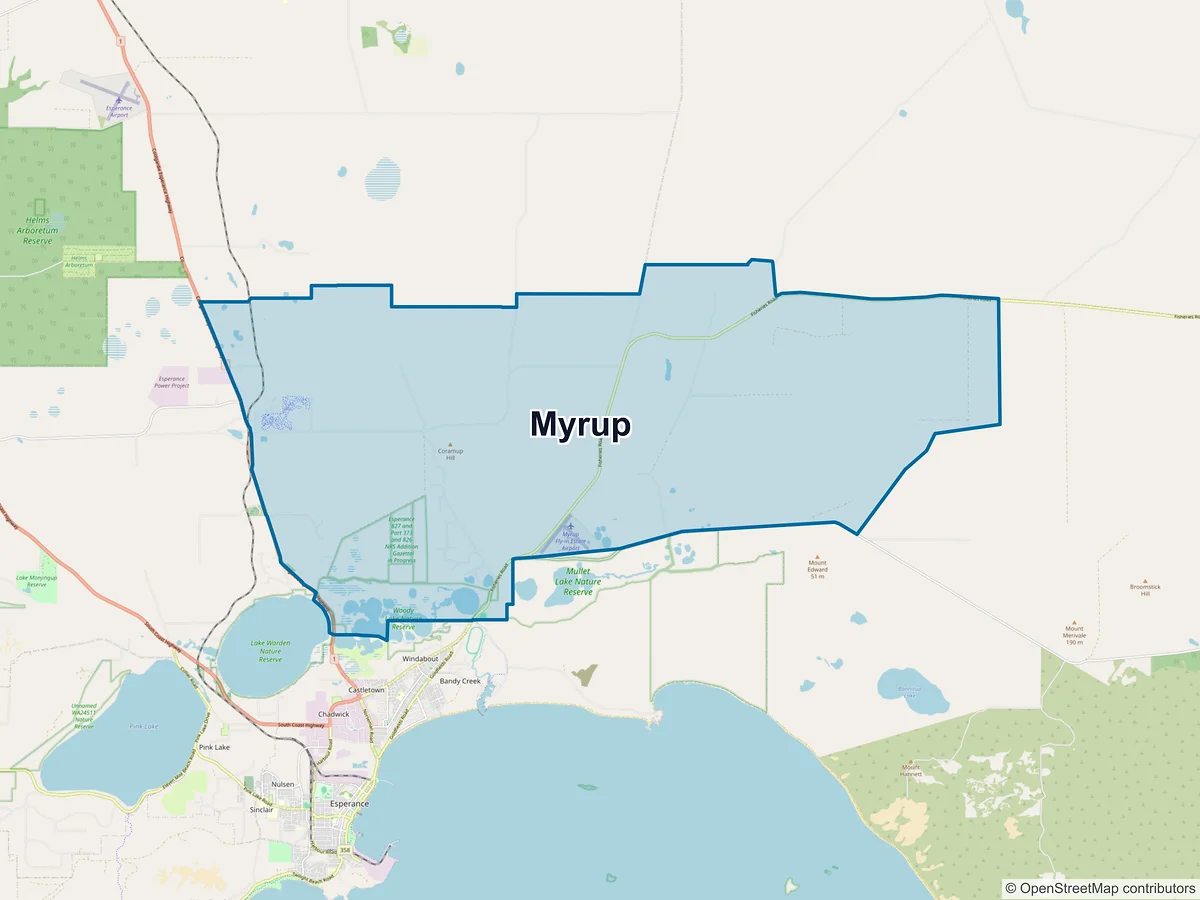 Map of Myrup, WA, Australia