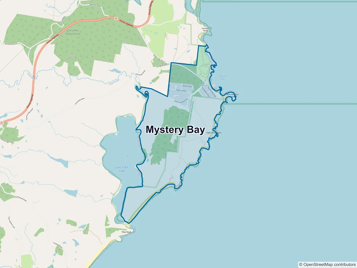 Map of Mystery Bay, NSW, Australia