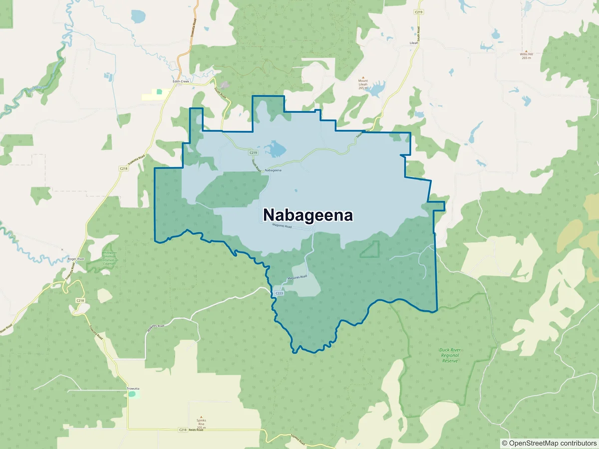 Map of Nabageena, TAS, Australia