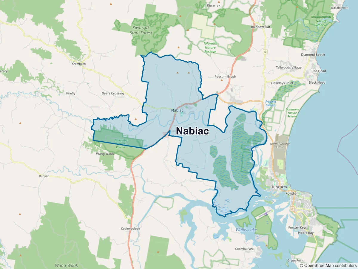 Map of Nabiac, NSW, Australia