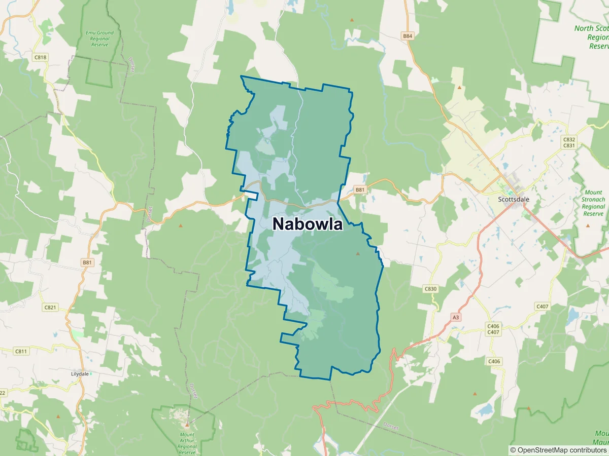 Map of Nabowla, TAS, Australia