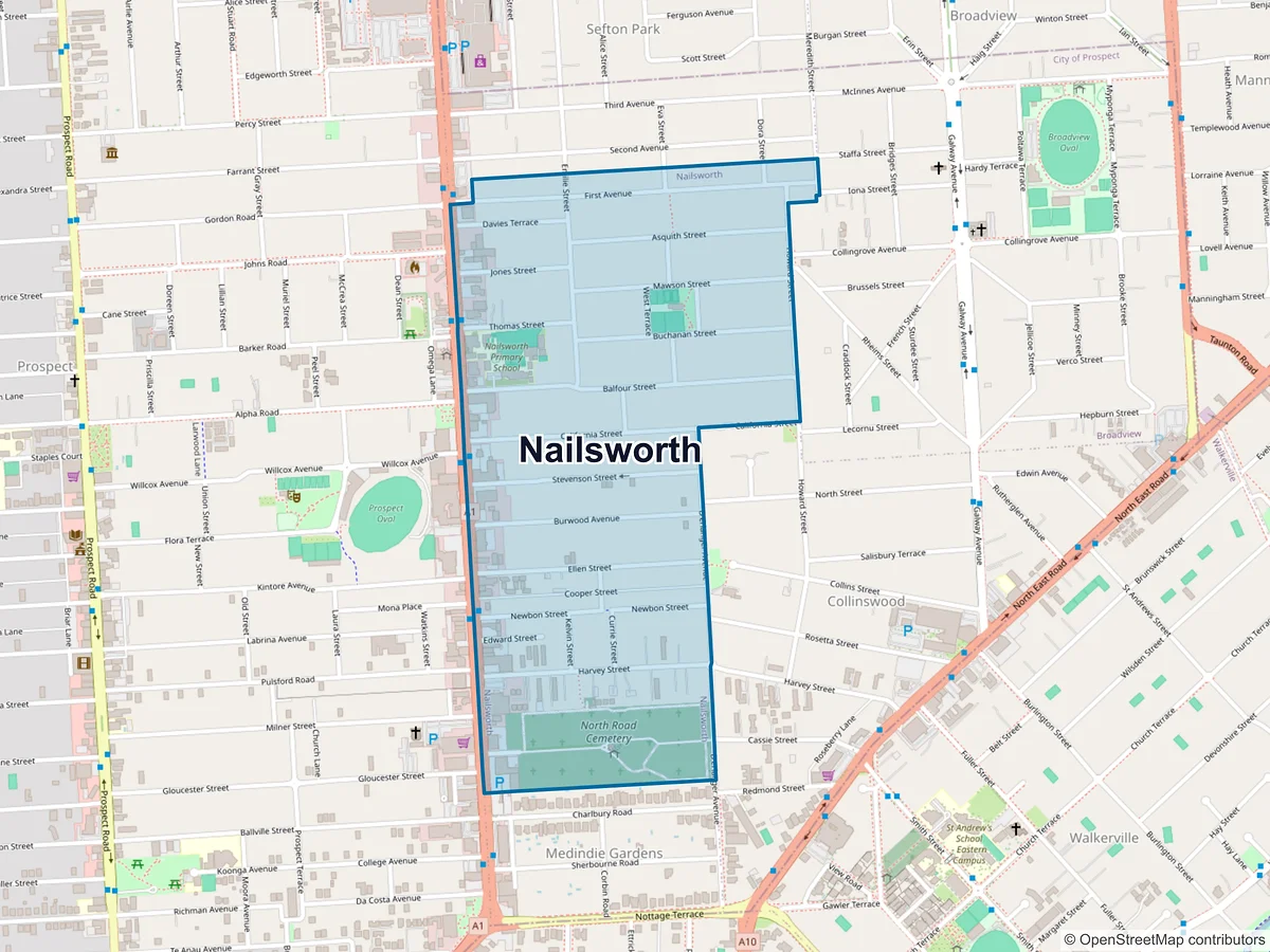 Map of Nailsworth, SA, Australia