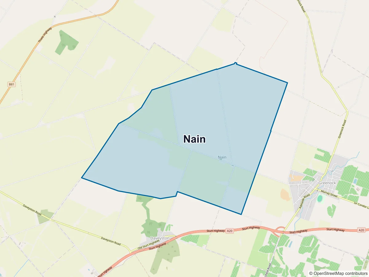 Map of Nain, SA, Australia