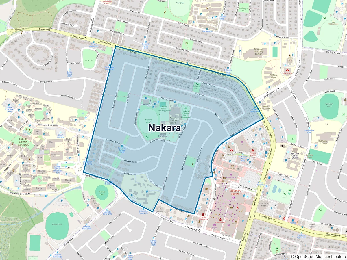 Map of Nakara, NT, Australia