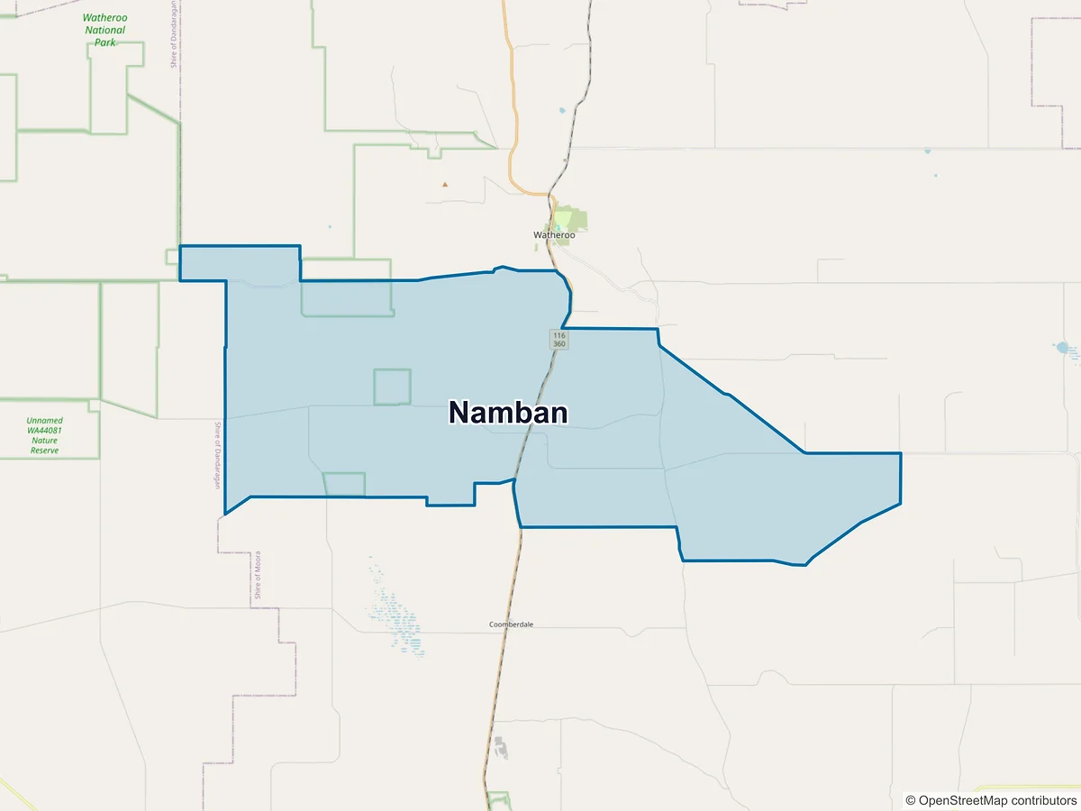 Map of Namban, WA, Australia