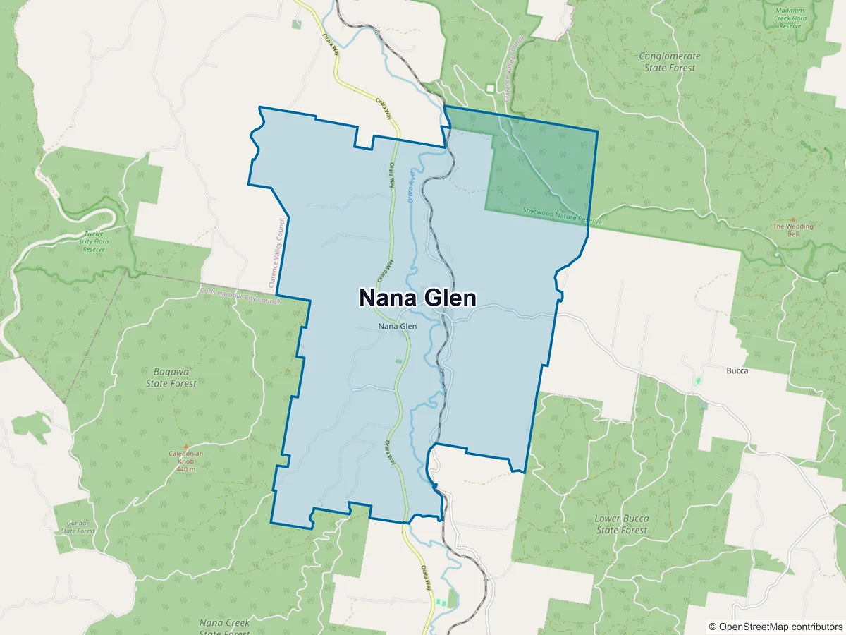 Map of Nana Glen, NSW, Australia