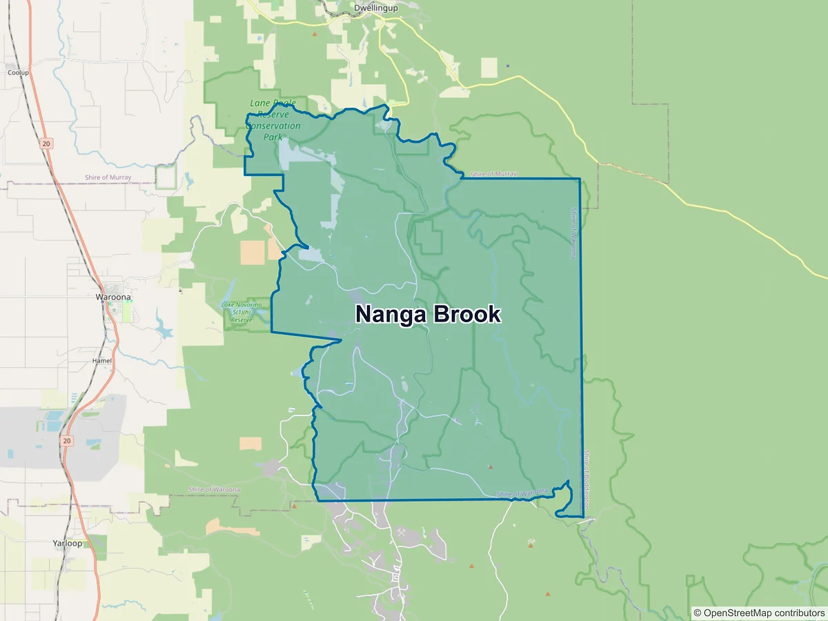 Map of Nanga Brook, WA, Australia