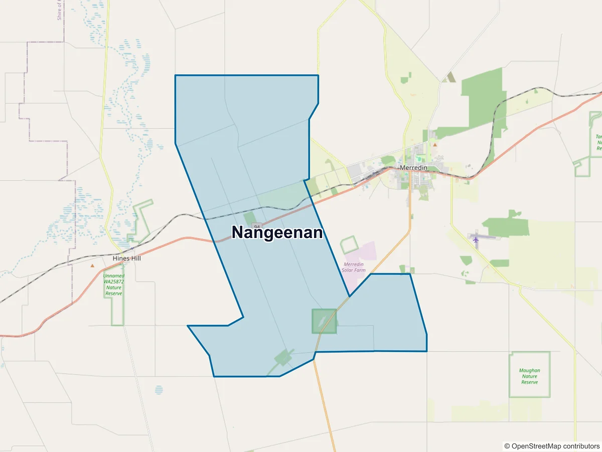 Map of Nangeenan, WA, Australia