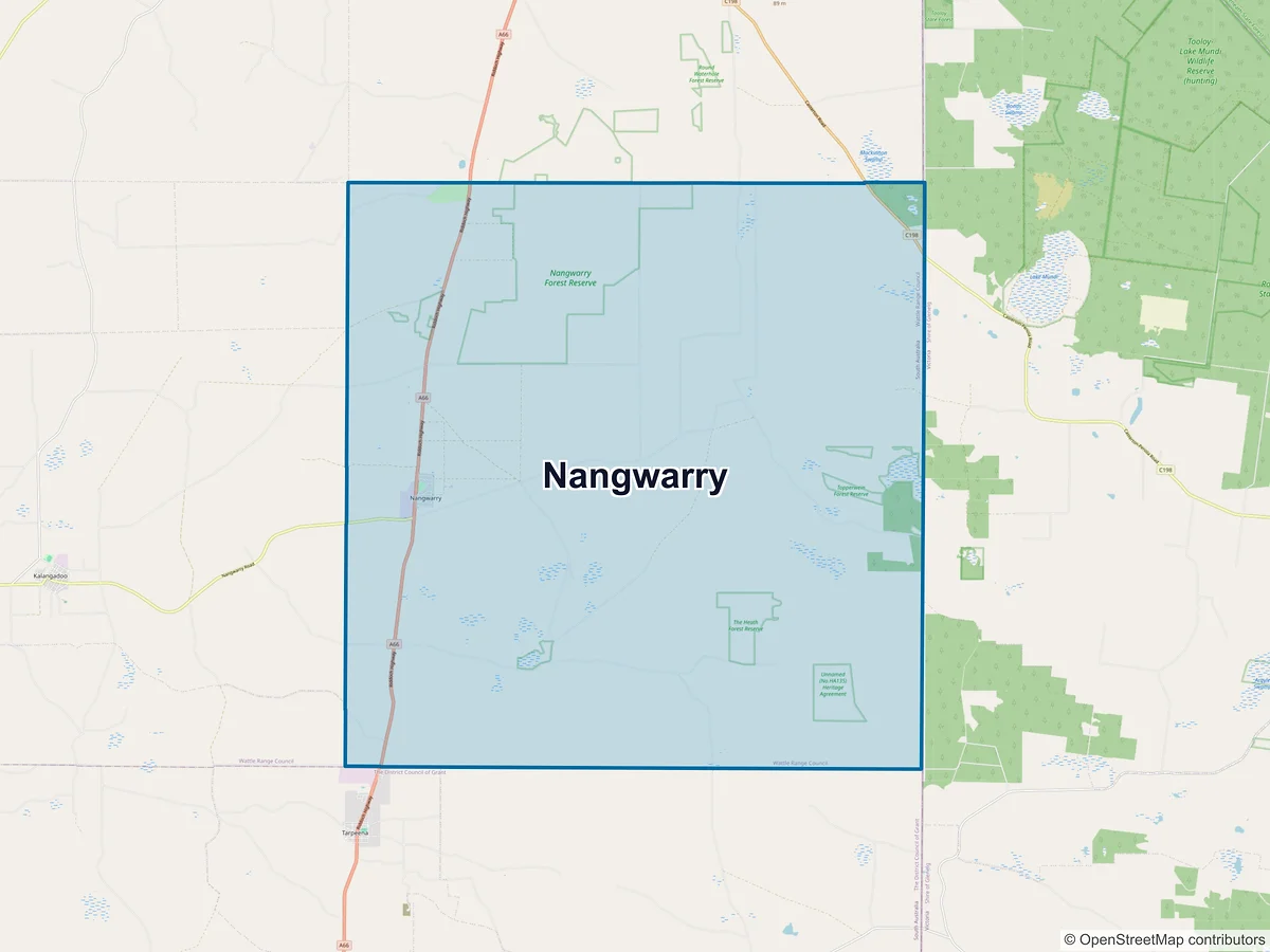 Map of Nangwarry, SA, Australia