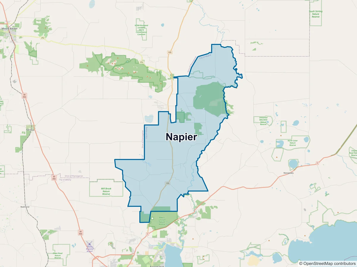 Map of Napier, WA, Australia