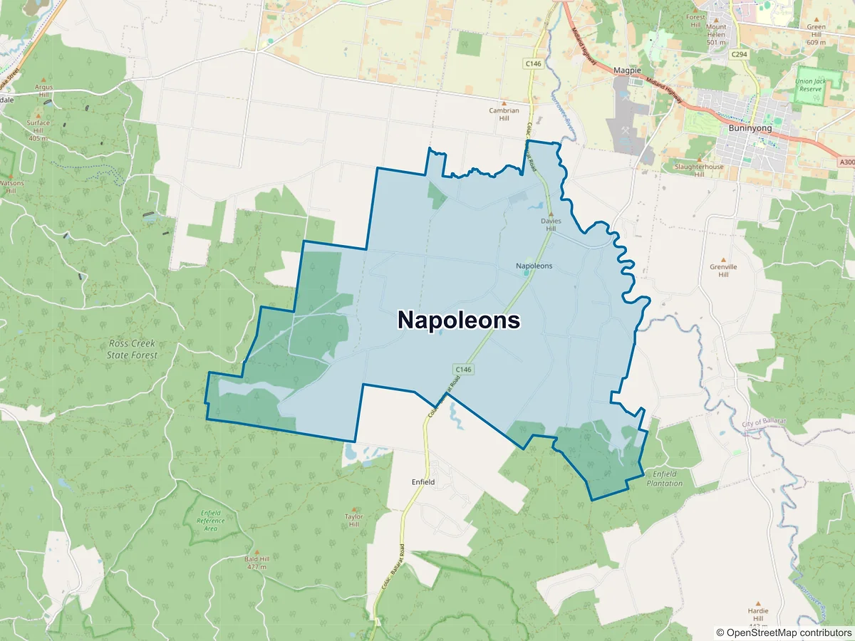 Map of Napoleons, VIC, Australia
