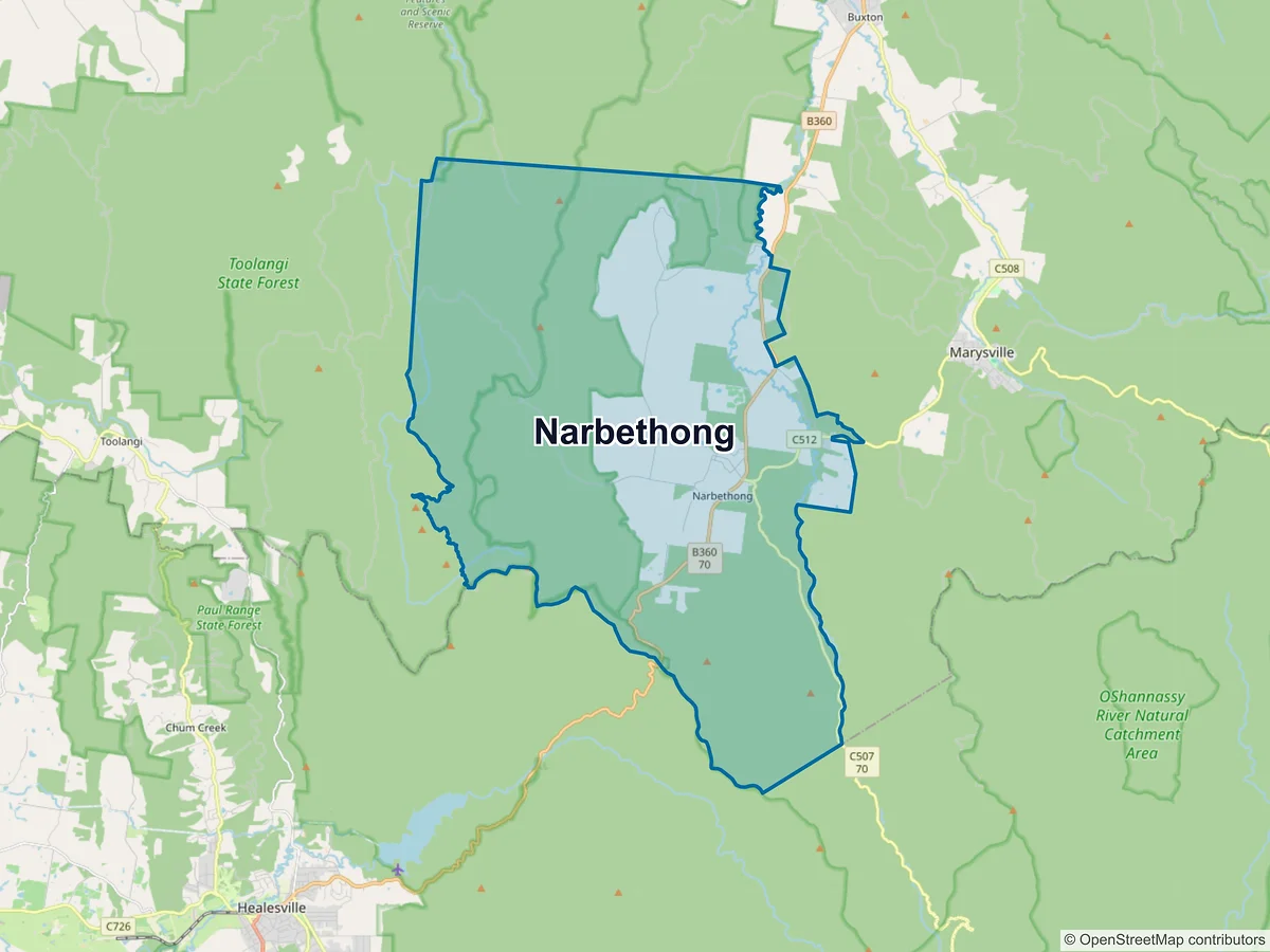 Map of Narbethong, VIC, Australia