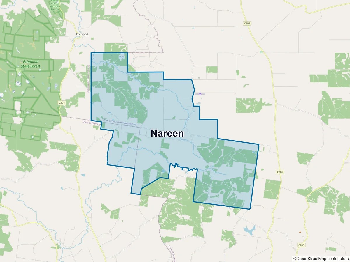 Map of Nareen, VIC, Australia