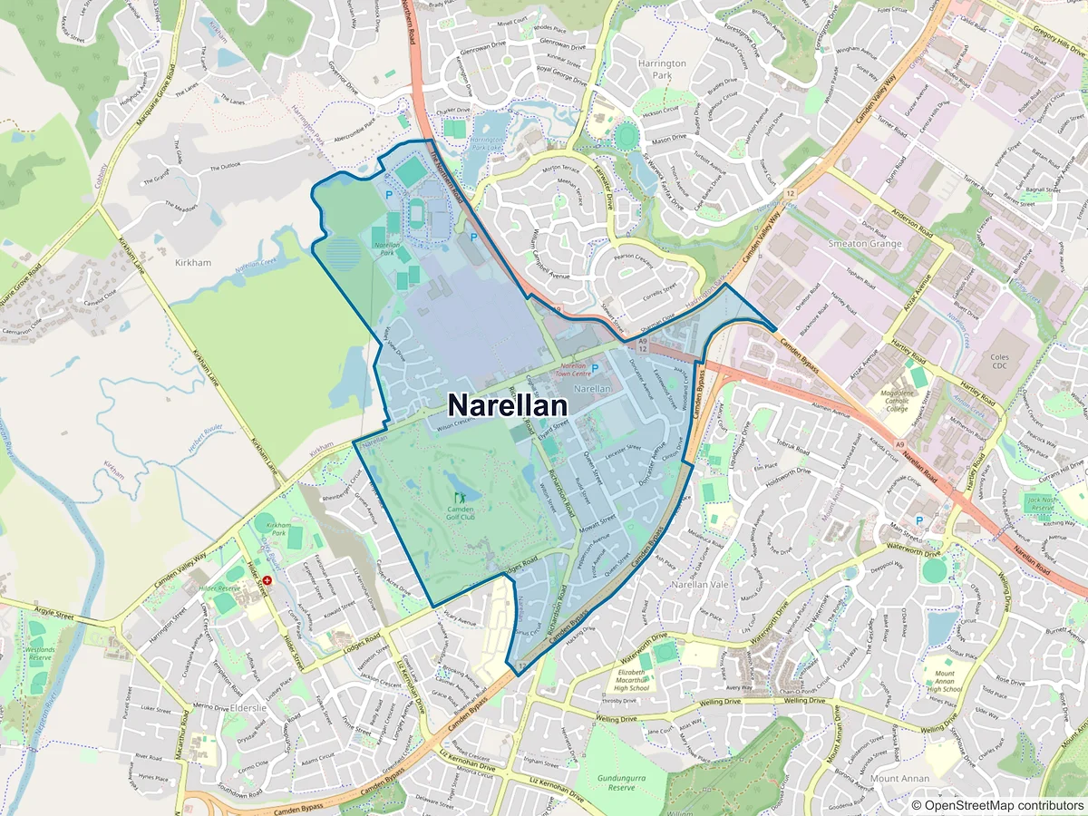 Map of Narellan, NSW, Australia