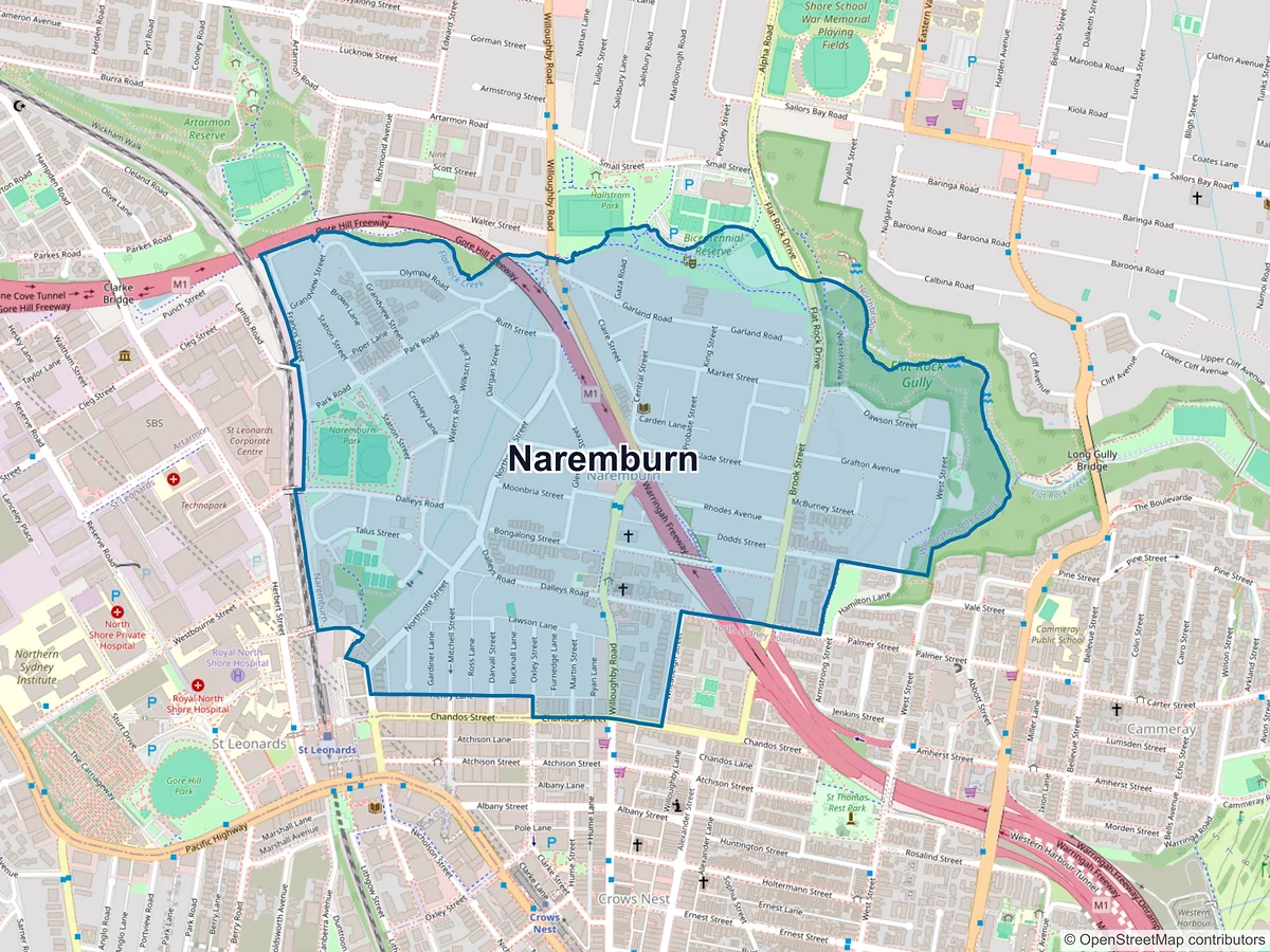 Map of Naremburn, NSW, Australia