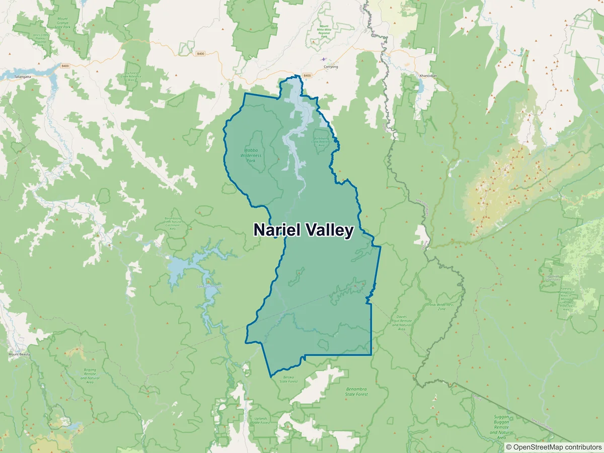 Map of Nariel Valley, VIC, Australia
