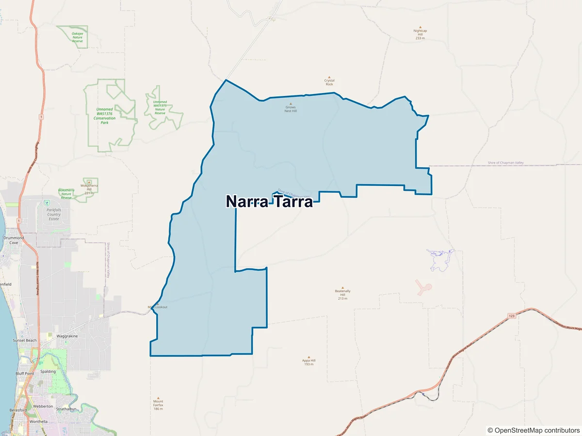 Map of Narra Tarra, WA, Australia