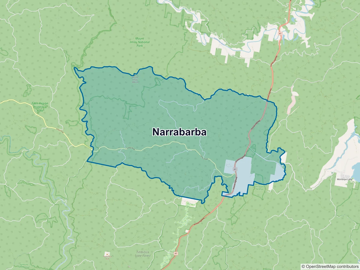 Map of Narrabarba, NSW, Australia