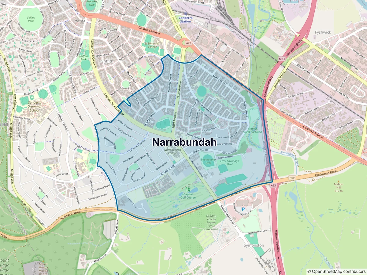 Map of Narrabundah, ACT, Australia