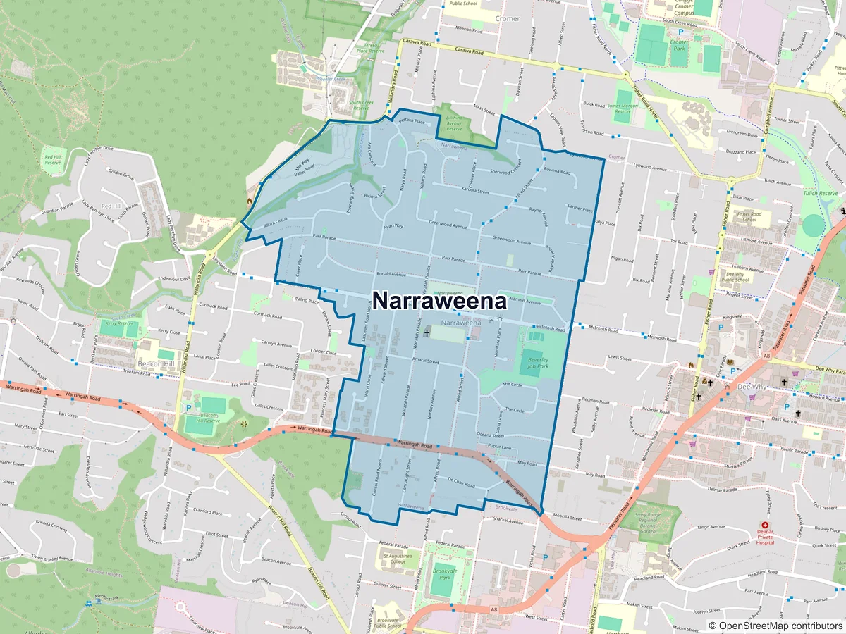 Map of Narraweena, NSW, Australia