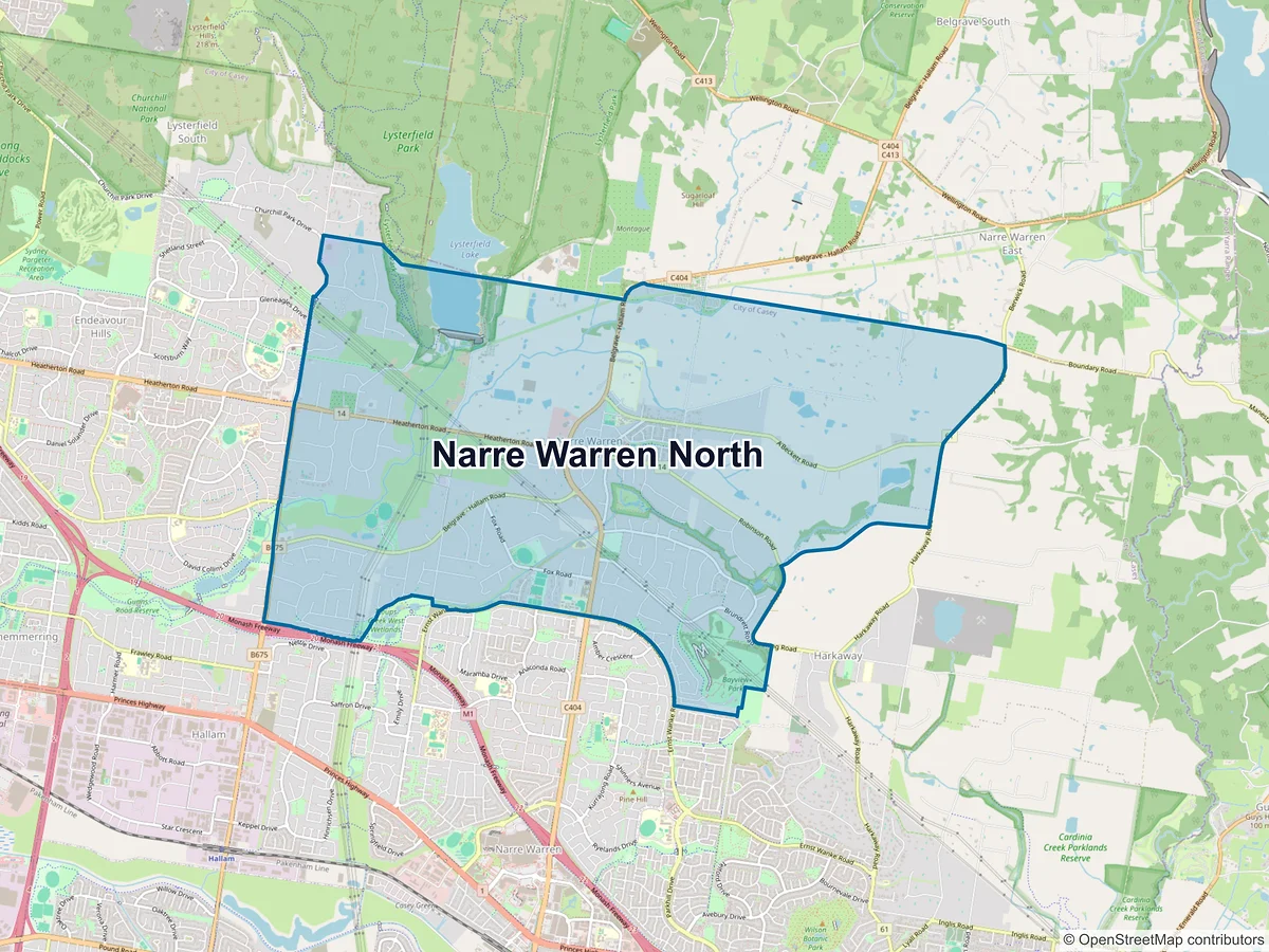 Map of Narre Warren North, VIC, Australia