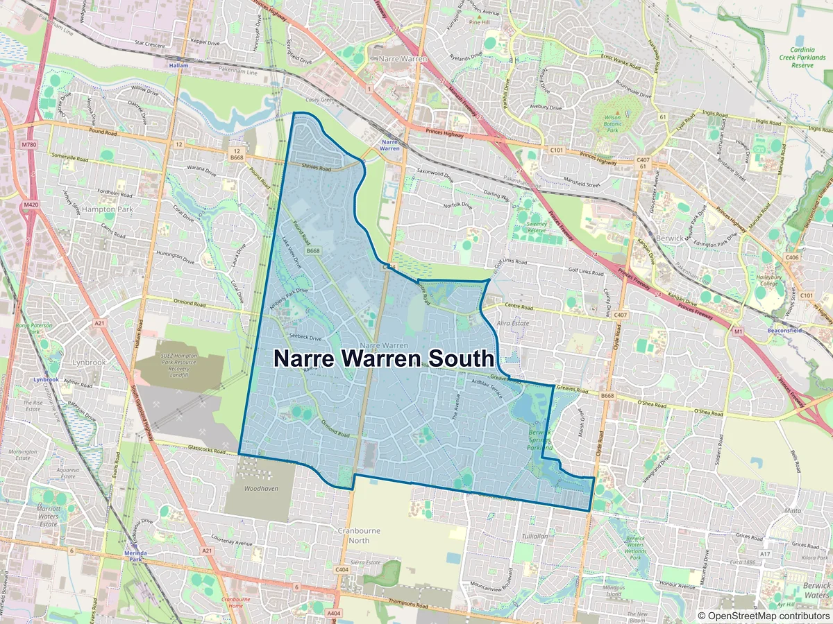 Map of Narre Warren South, VIC, Australia