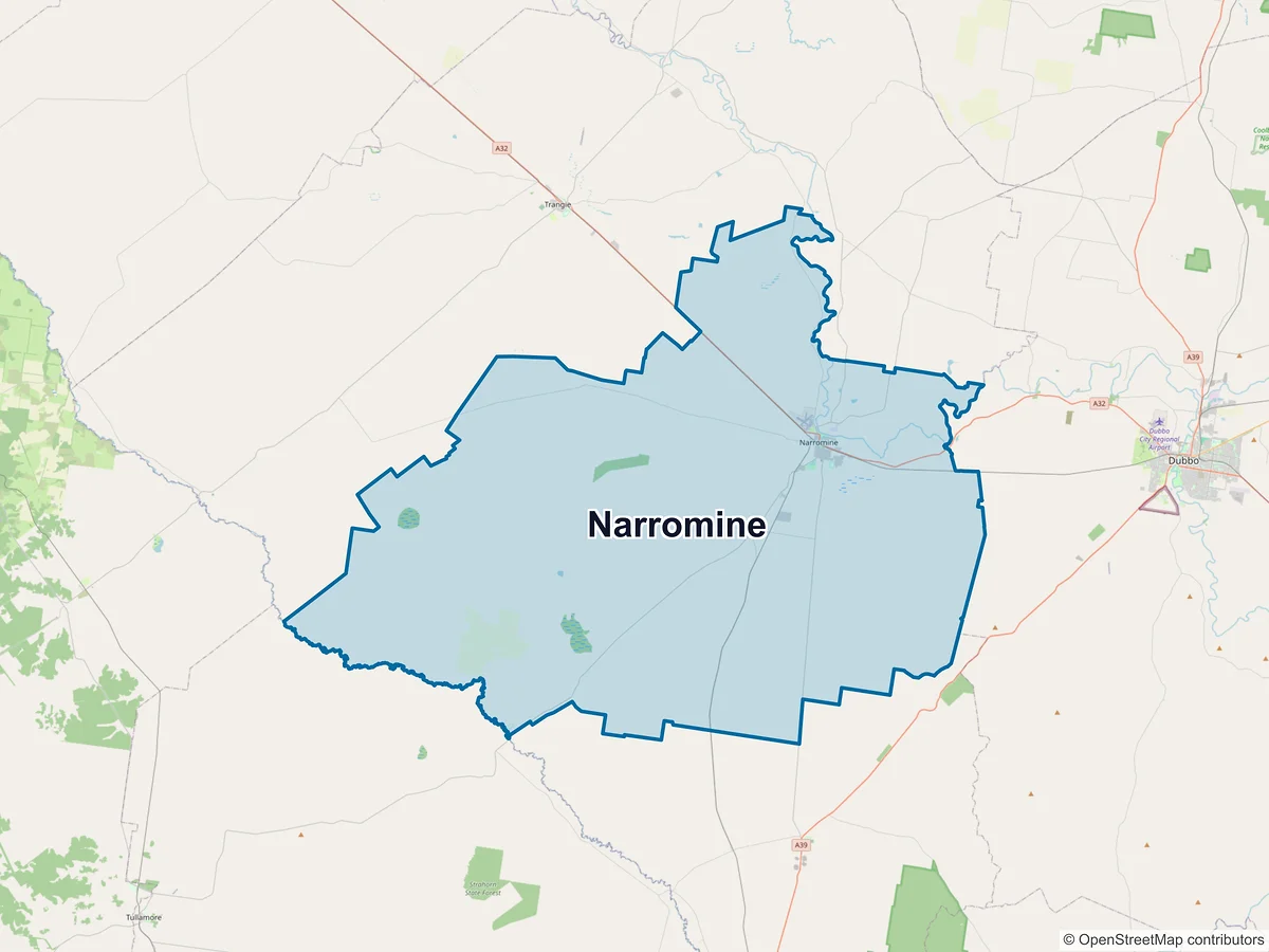 Map of Narromine, NSW, Australia
