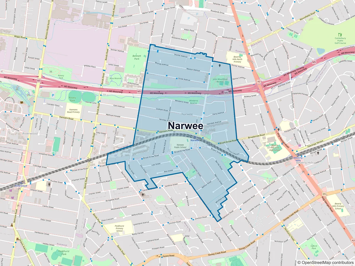 Map of Narwee, NSW, Australia