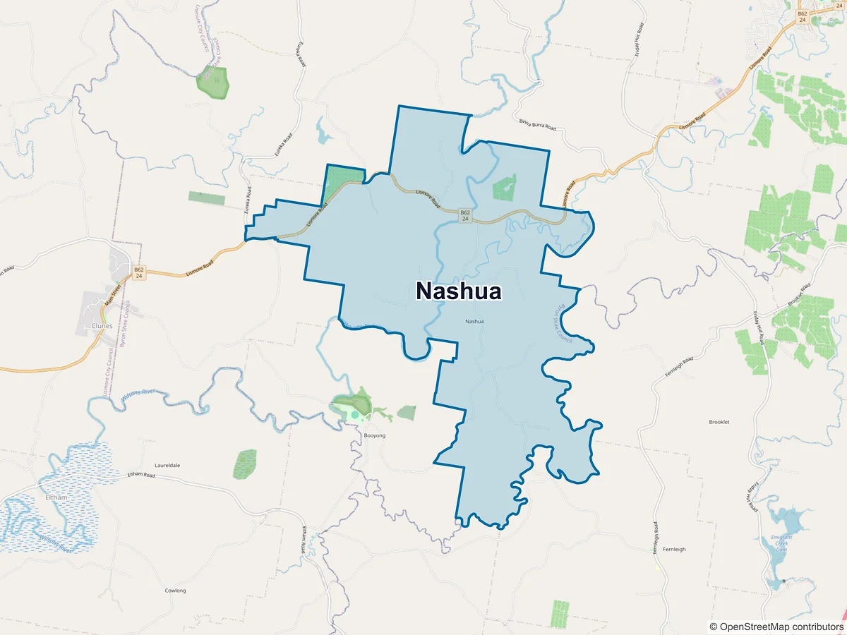 Map of Nashua, NSW, Australia