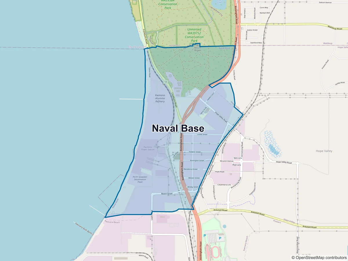 Map of Naval Base, WA, Australia