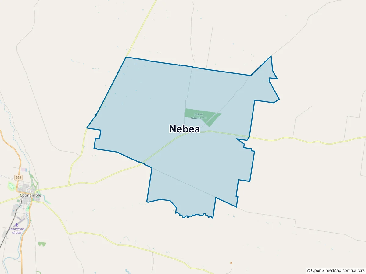 Map of Nebea, NSW, Australia