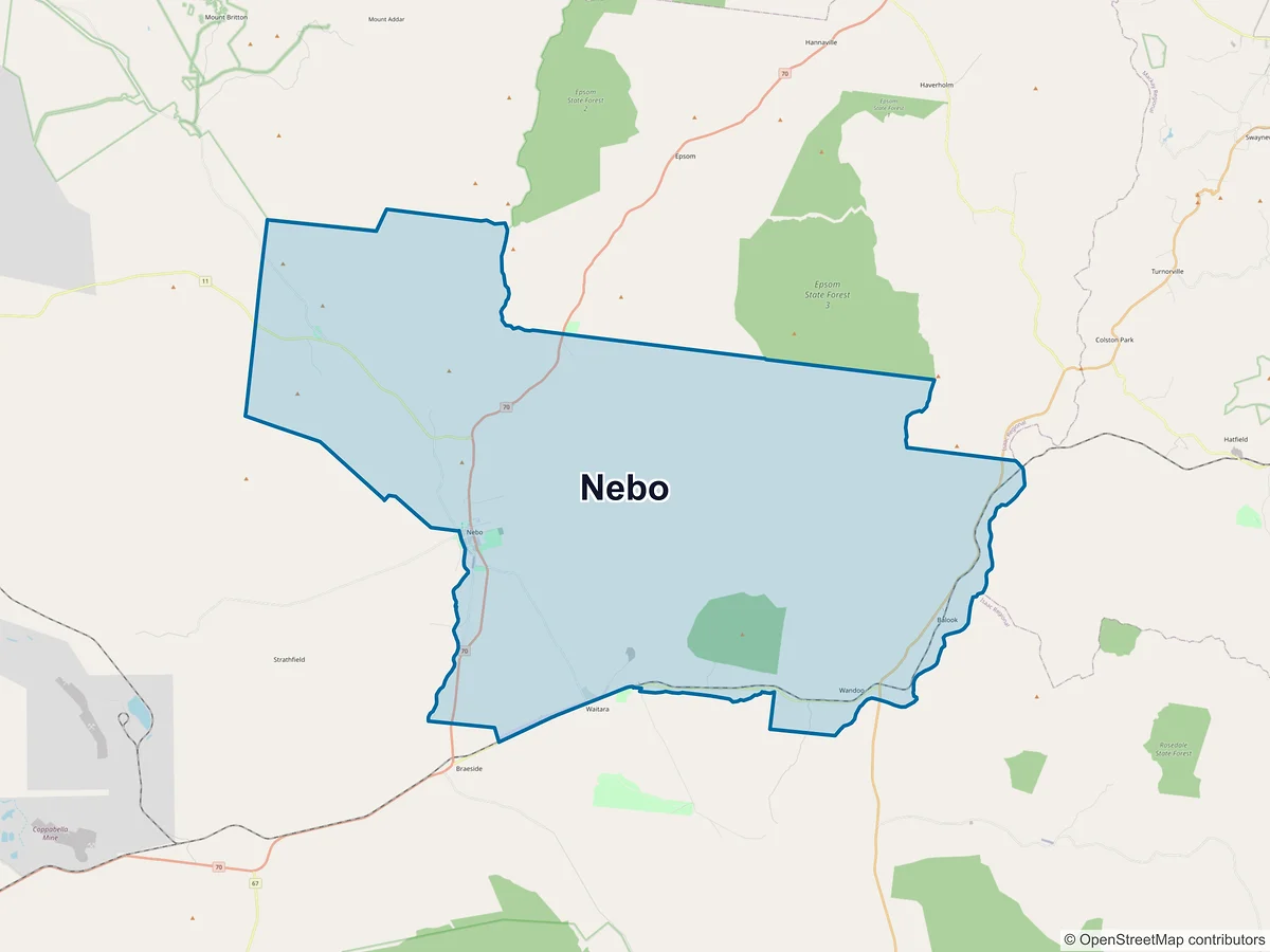 Map of Nebo, QLD, Australia