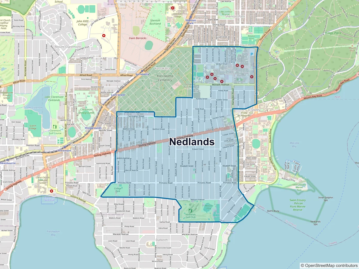 Map of Nedlands, WA, Australia
