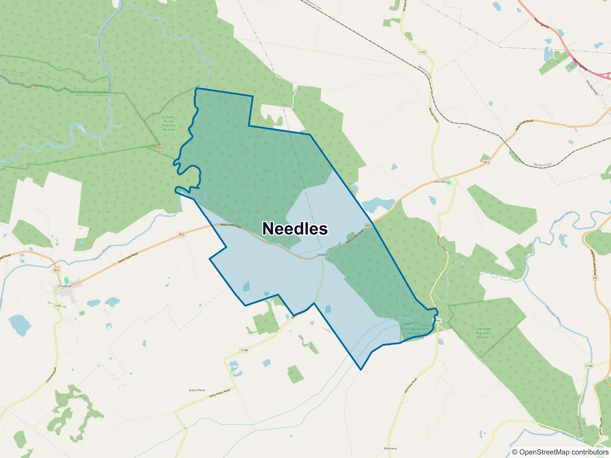 Map of Needles, TAS, Australia