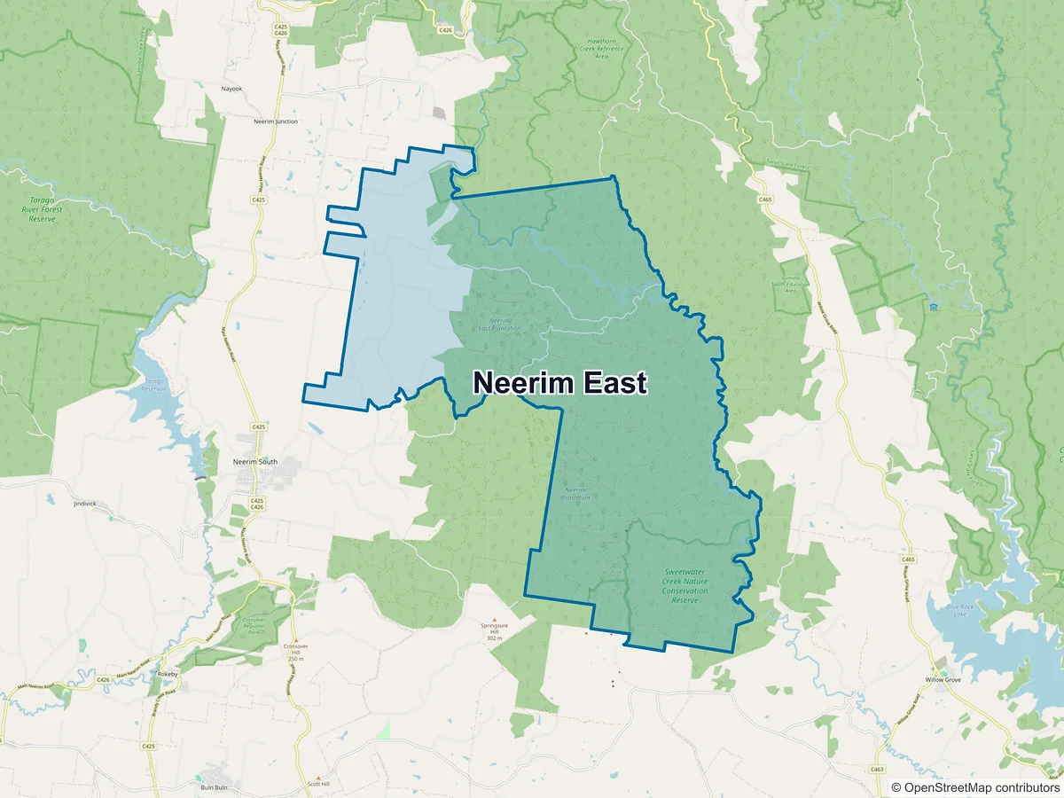 Map of Neerim East, VIC, Australia