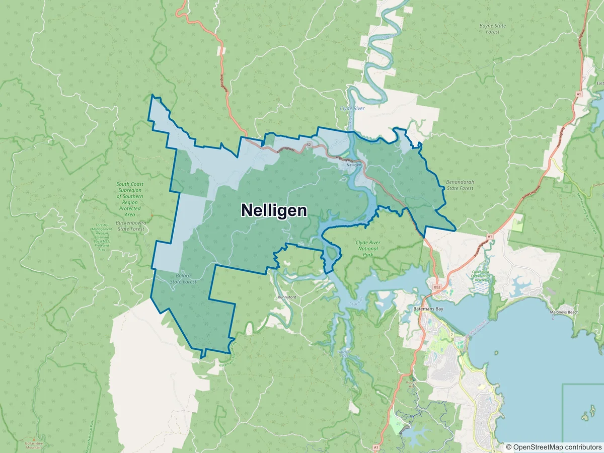 Map of Nelligen, NSW, Australia