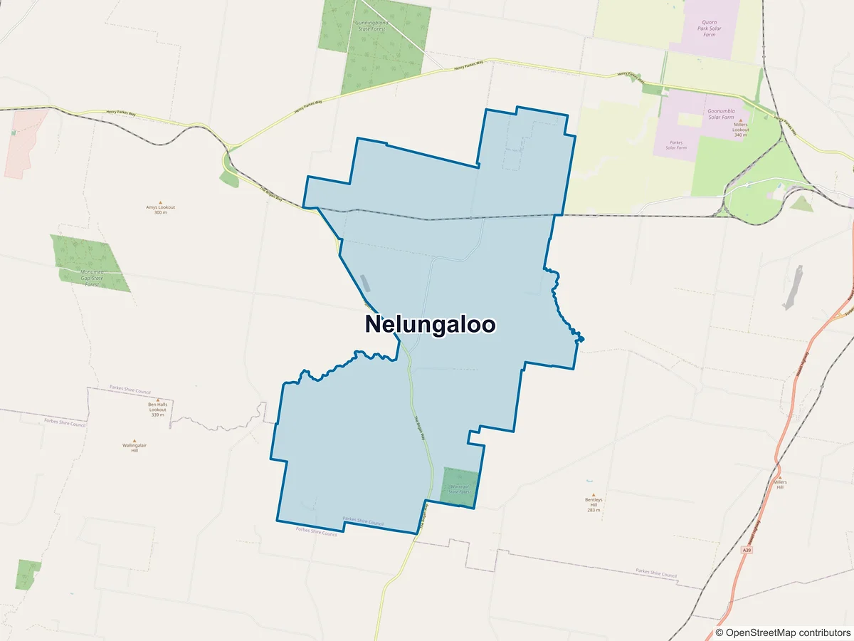 Map of Nelungaloo, NSW, Australia