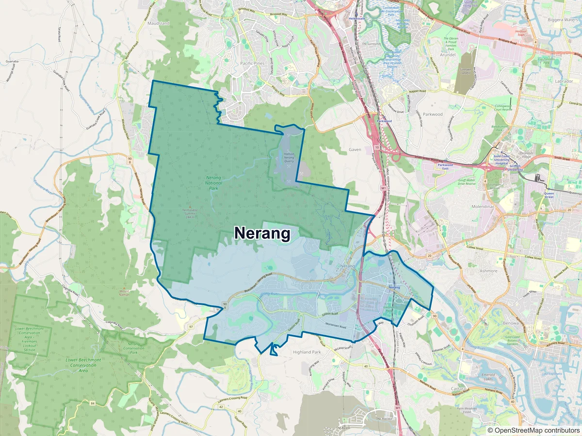 Map of Nerang, QLD, Australia