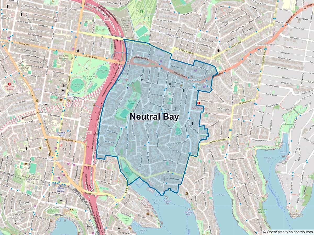 Map of Neutral Bay, NSW, Australia